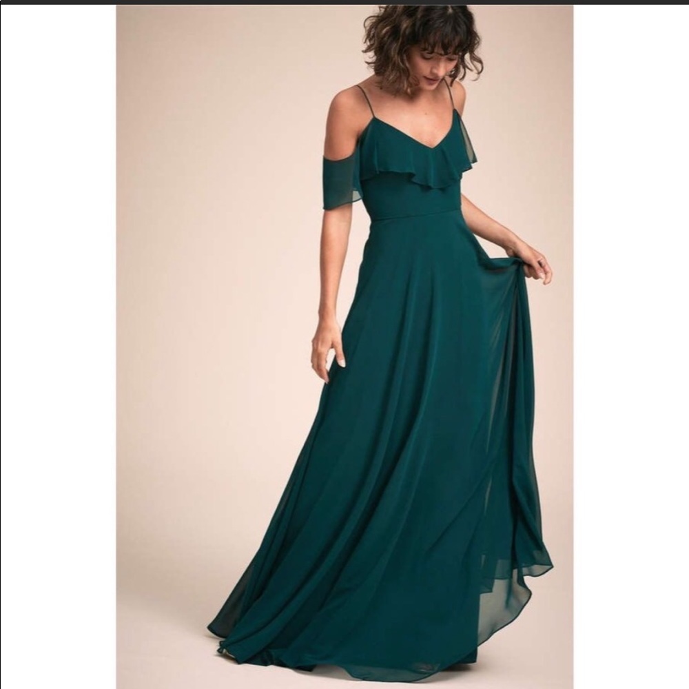 Jenny Yoo Mila Dress - Cold Shoulder Chiffon Gown